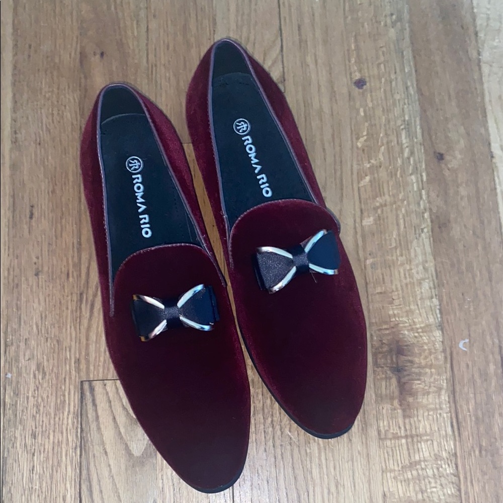 Men's Burgundy Loafers with Bow Detail